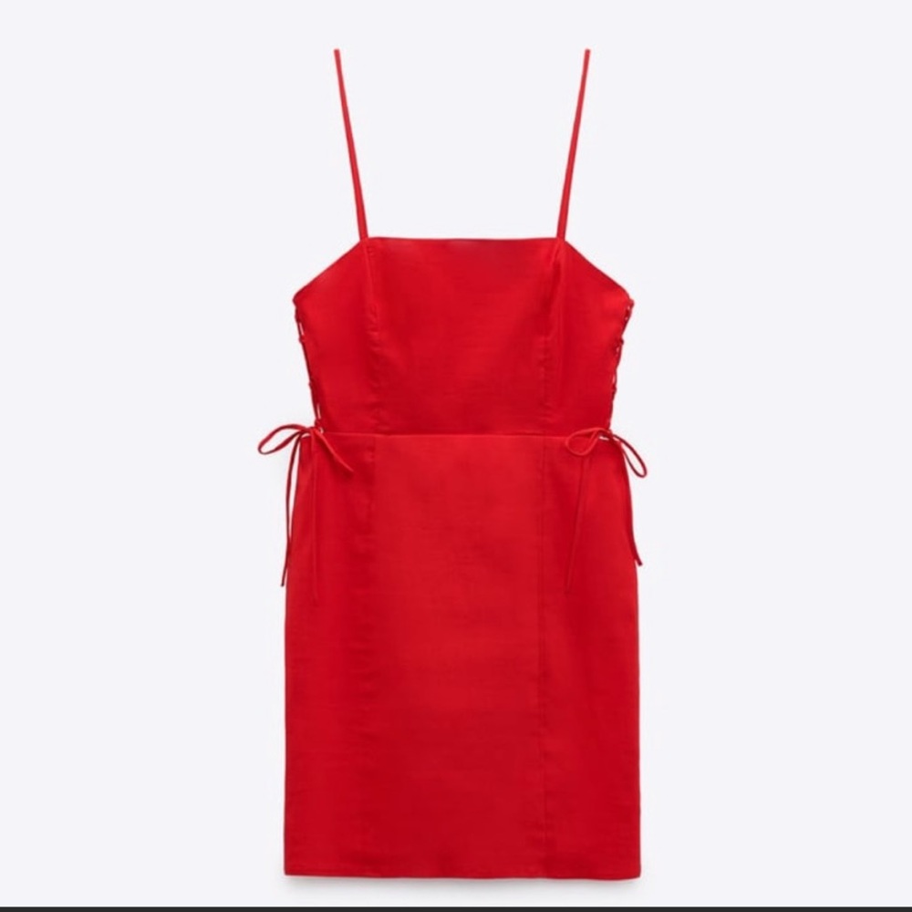 XS ZARA Tied Linen Blend Cocktail Dress